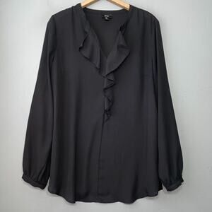 Mossimo Top Size Large Black Semi Sheer Ruffled Fairy Dark Romantic Whimsigoth